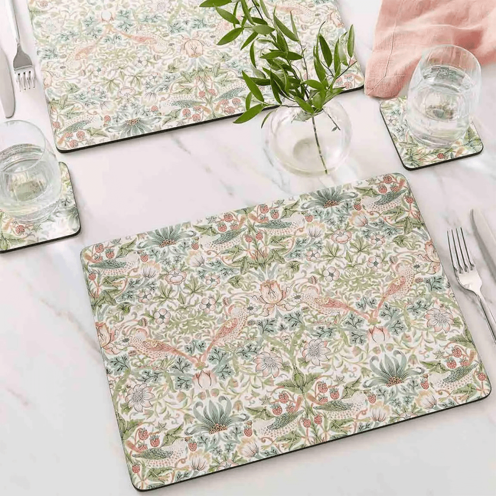 Strawberry Thief Set of 4 Placemats, Green