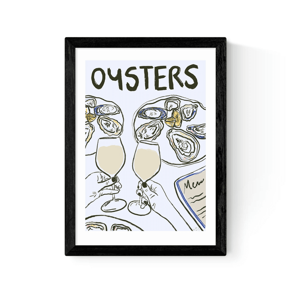 Nia Beynon Oysters with Wine Print, Black