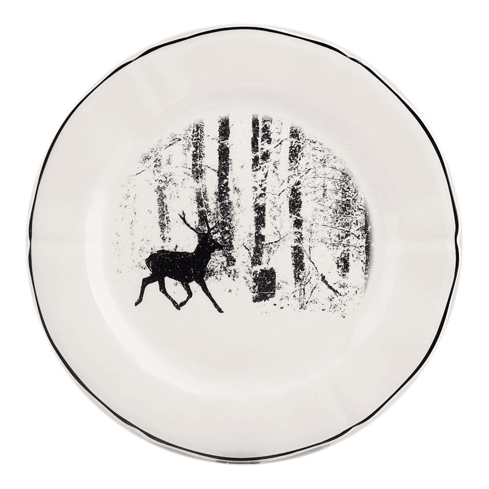 Chambord Stag Forest Dessert Plate, White/Black