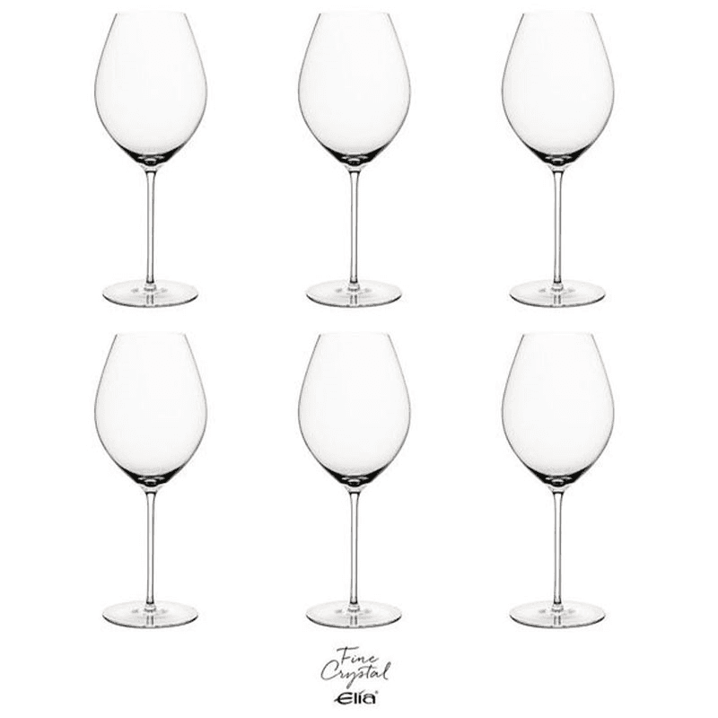 Siena Set of 6 Crystal Red Wine Glasses, Clear