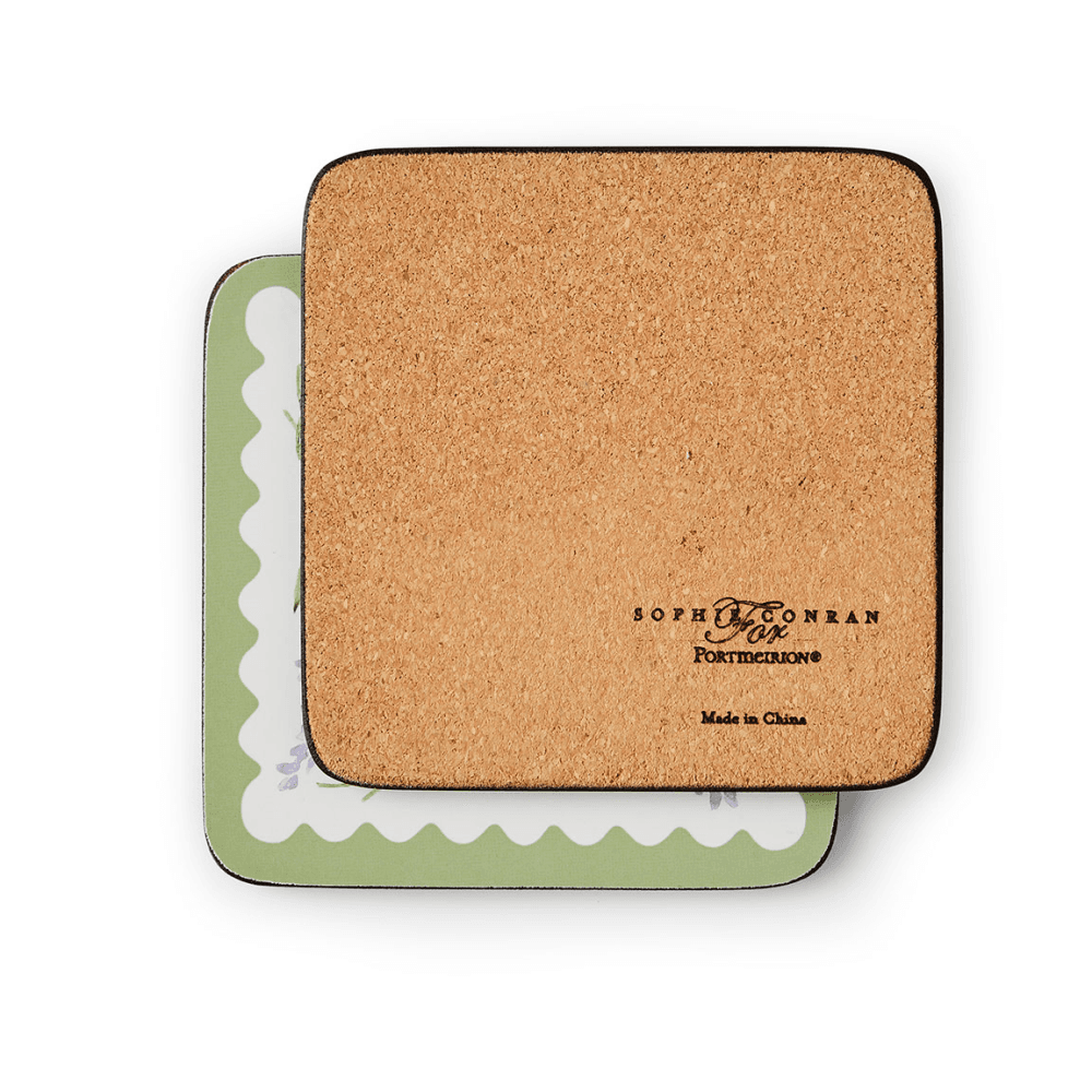 Lavandula Set of 6 Coasters, White