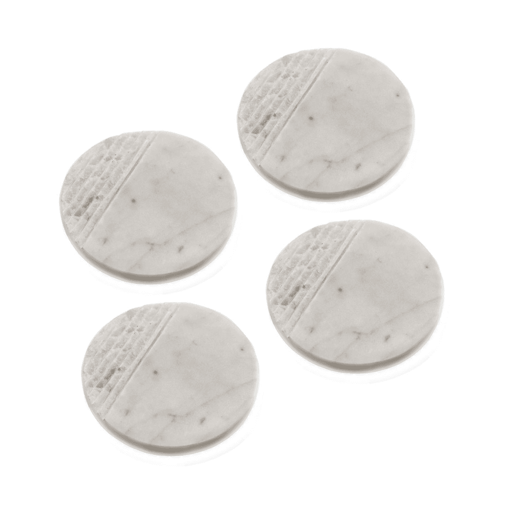 Chisselled Marble Set of 4 Coasters, White
