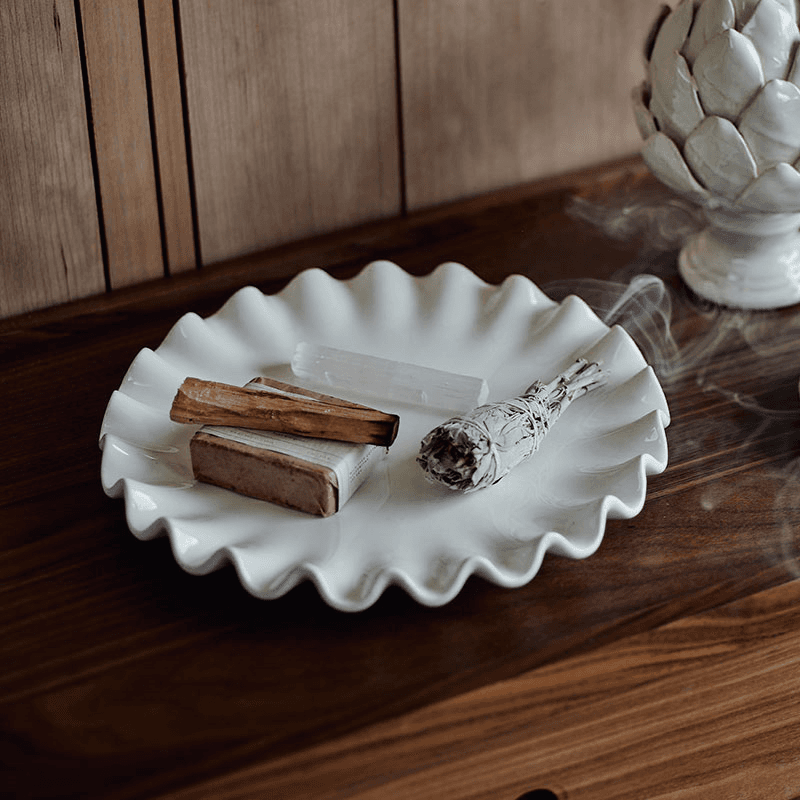 Ruffled Serving Platter, White
