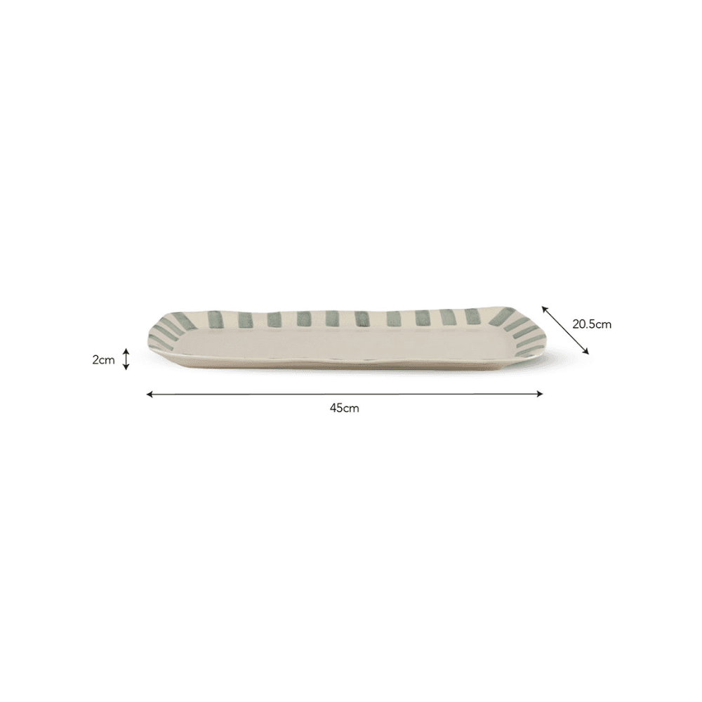 Cranwell Stripe Edge Tray, Fern