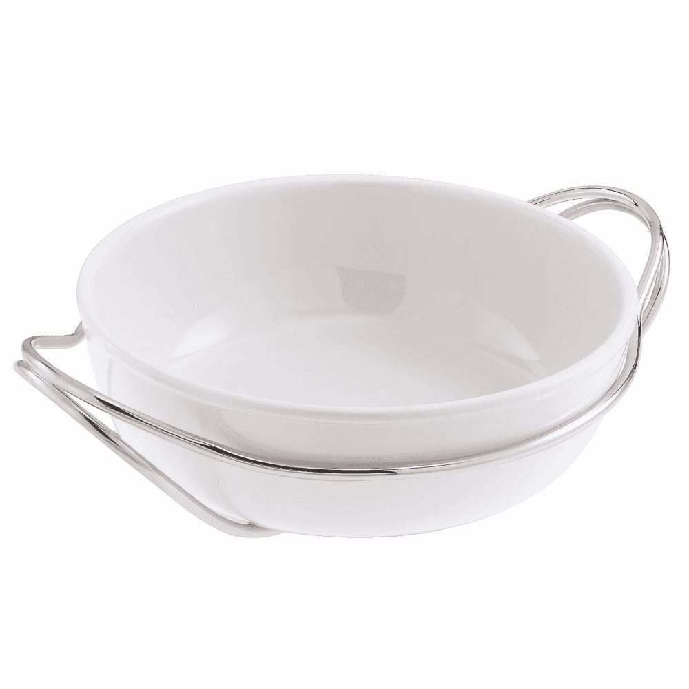 Living Round spaghetti dish, Porcelain With Stainless Steel Stand