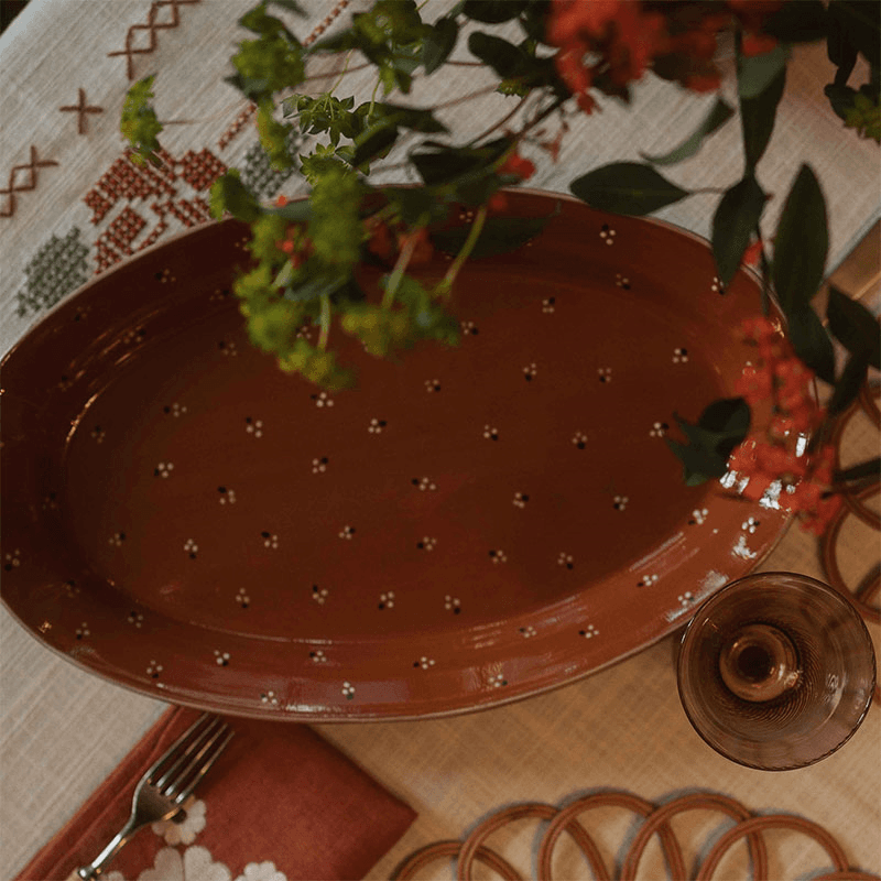 Dotty Serving Platter, Terracotta