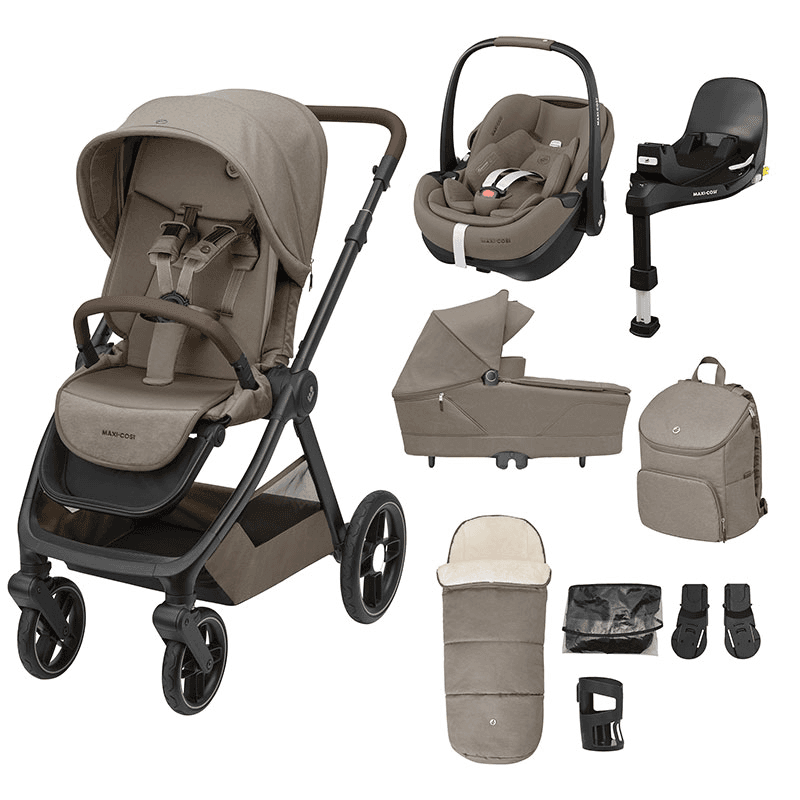 Oxford+ Premium 9 Piece Travel System Bundle, Twillic Truffle