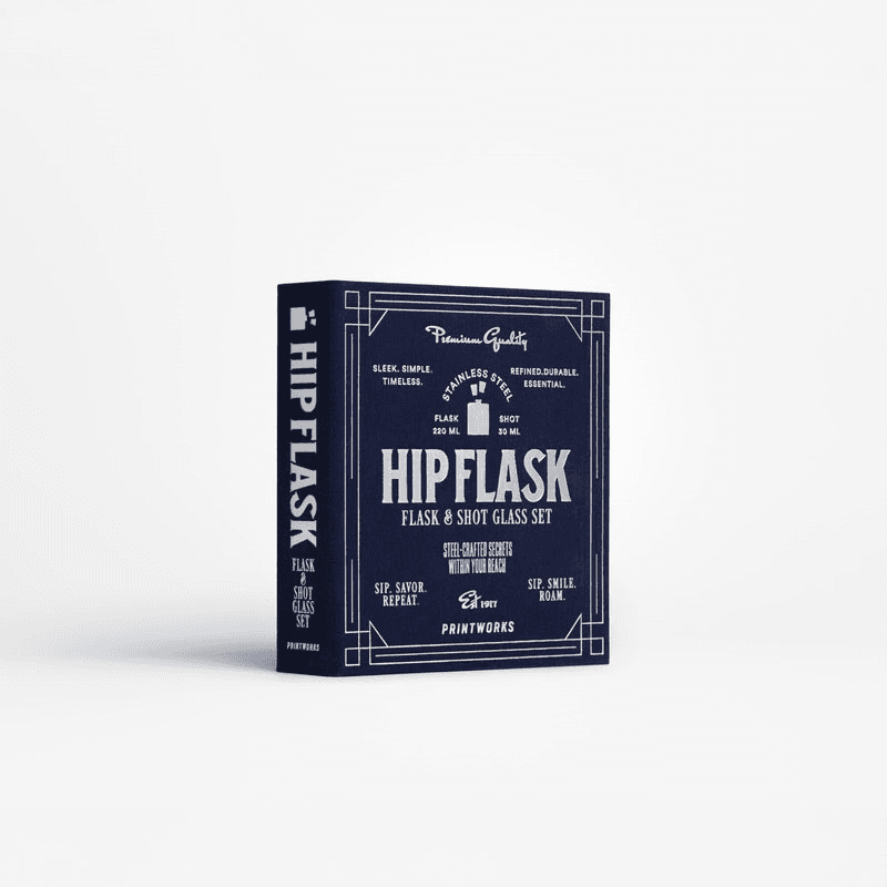 The Essentials Hip Flask Set, Dark Blue