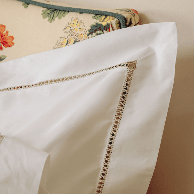 Georgiana Ladderstitch Pillowcase, Nougat