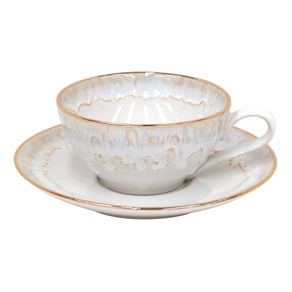 Taormina Set of 6 teacups and saucers, White/Gold