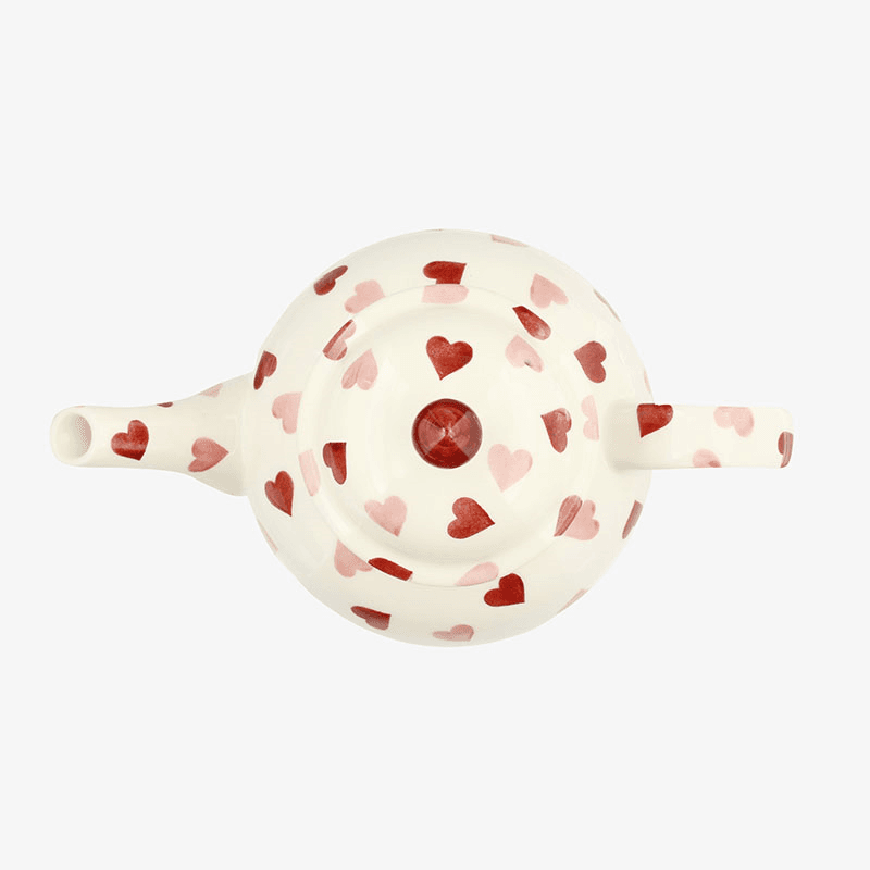 Pink Hearts Teapot, Cream