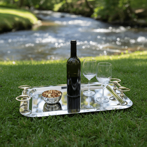Image showing the Equestrian Tray, Silver & Gold product.