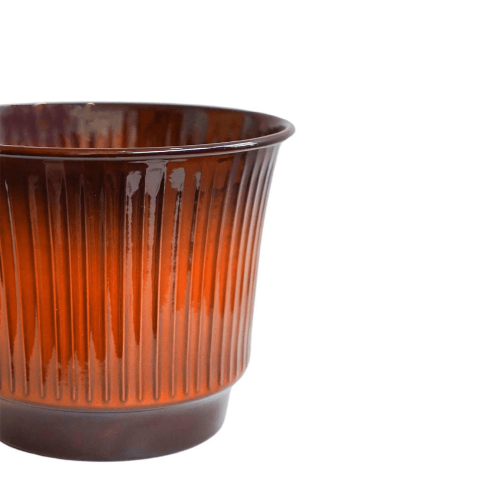 Jasper Set of 4 Metal Ribbed Tapered Planter