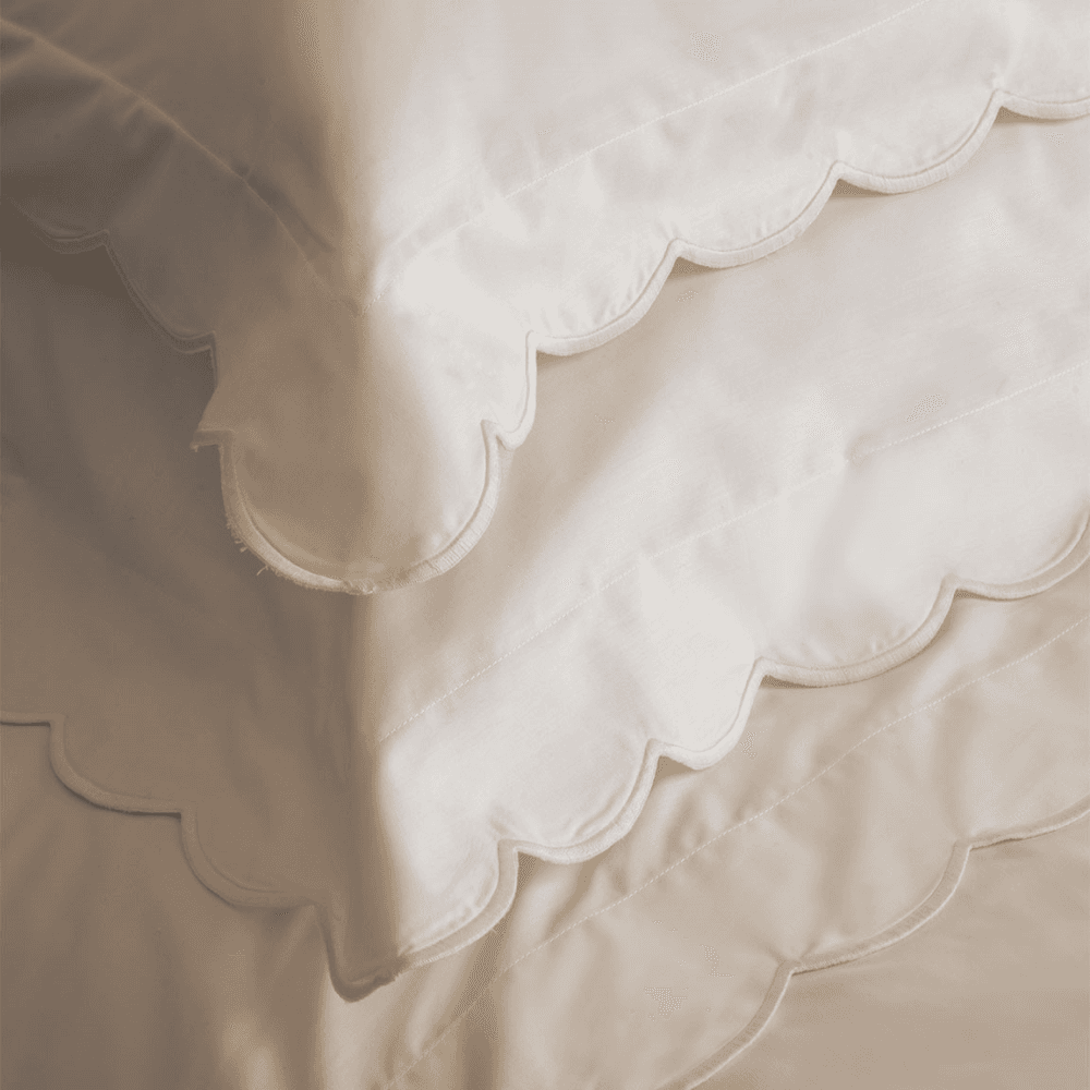 Alexandra Wavy Scalloped Pair of Pillowcases, White