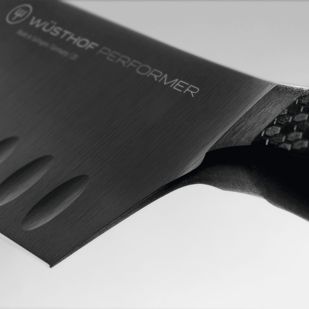 Performer Santoku with Hollow Edge, Black