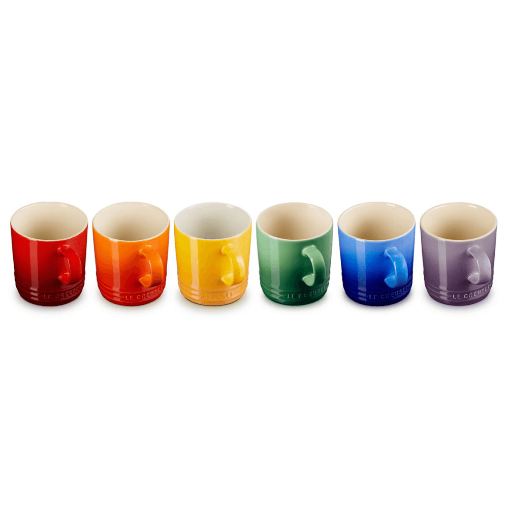 Stoneware Set of 6 mugs, Rainbow