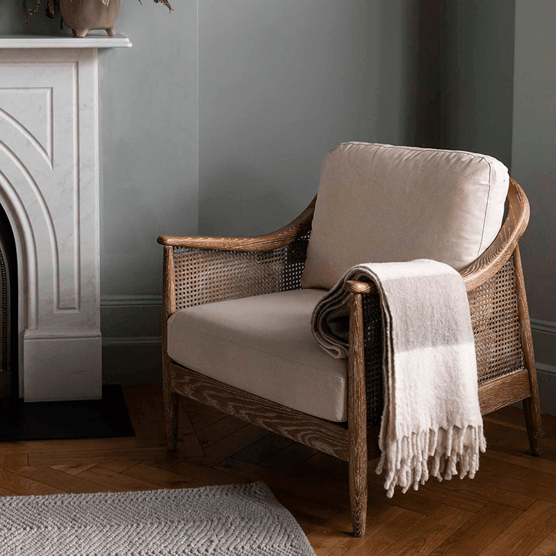 Leigh Wide Stripe Throw, Natural Stripe