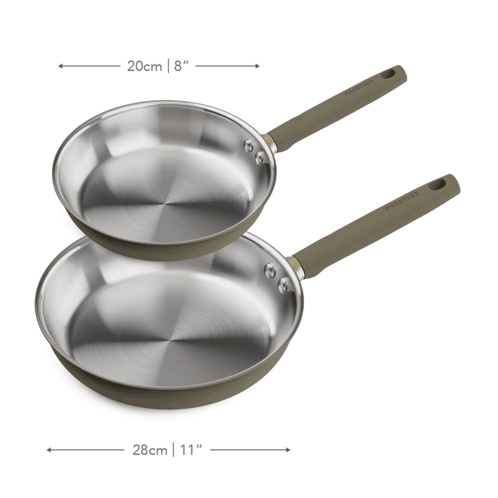 Stainless Steel Set of 2 Non-Stick Frying Pans