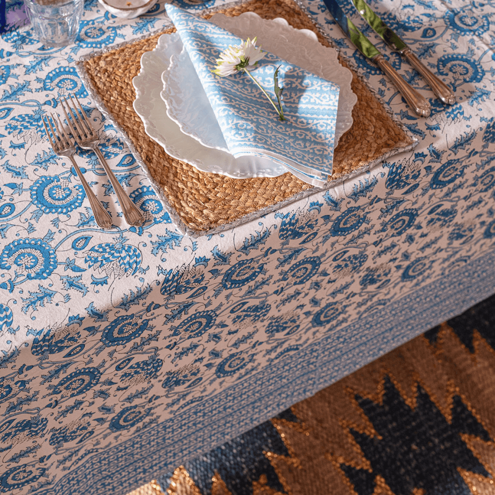Suzani Tablecloth, Blue