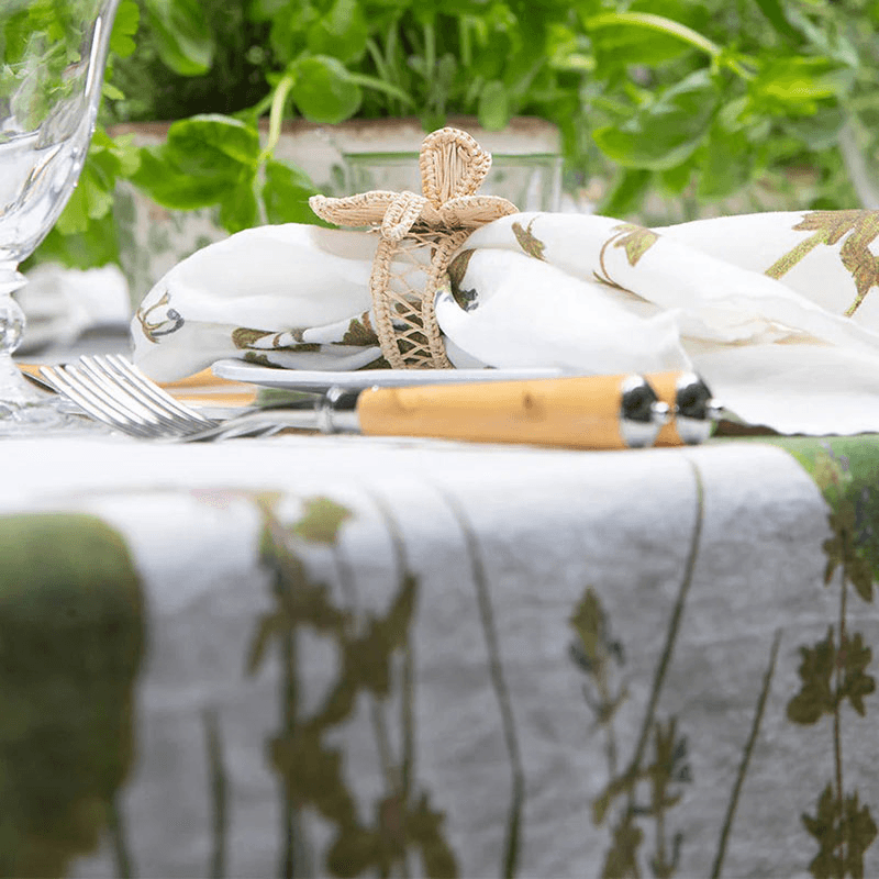 Herb Garden Linen Tablecloth, Green