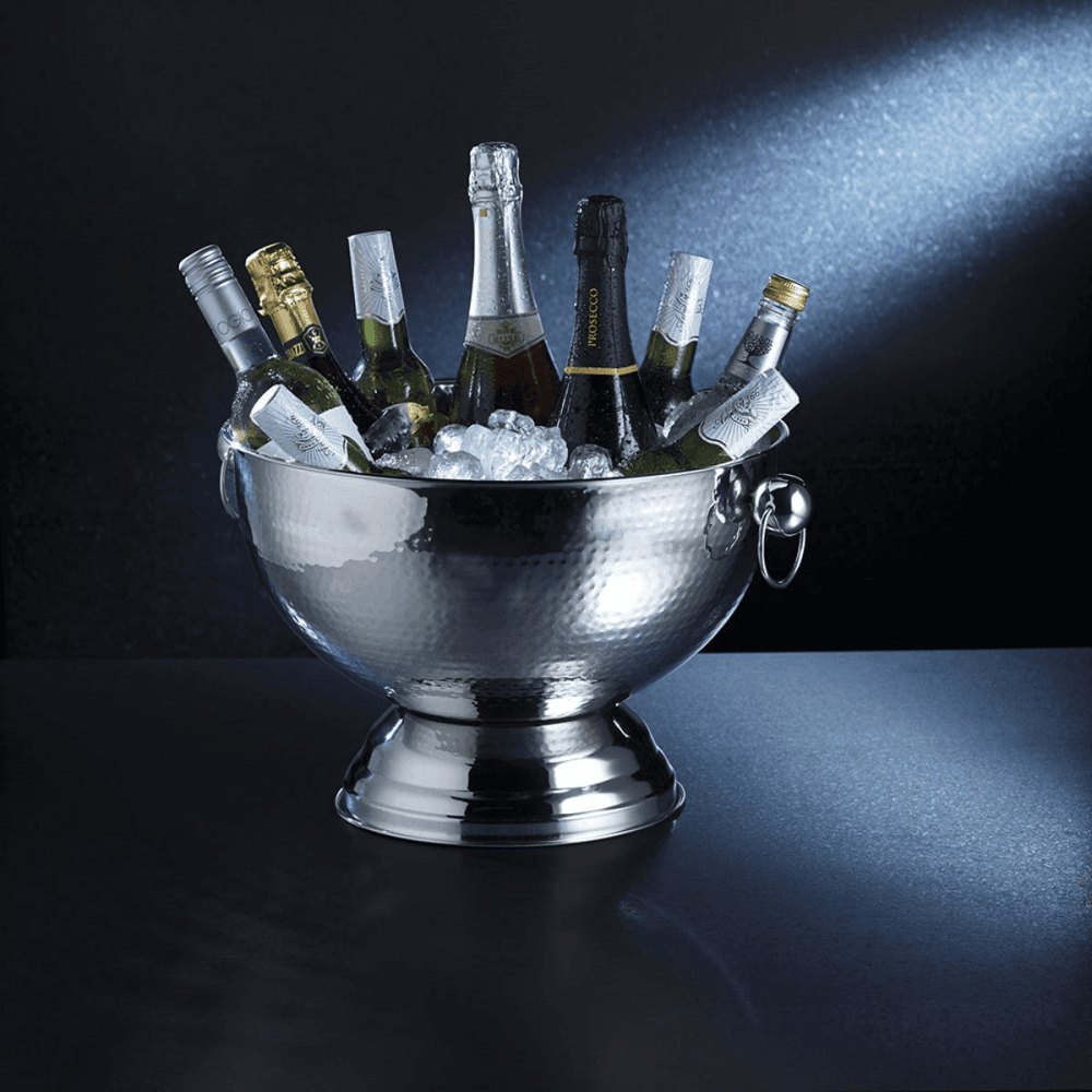 Champagne Bowl, Hammered Stainless Steel