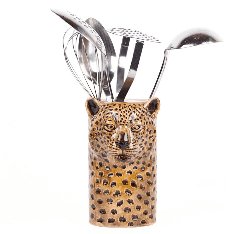 Leopard Utensil Pot, Yellow