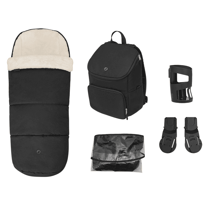 Oxford+ Essential 7 Piece Travel System Bundle, Twillic Black