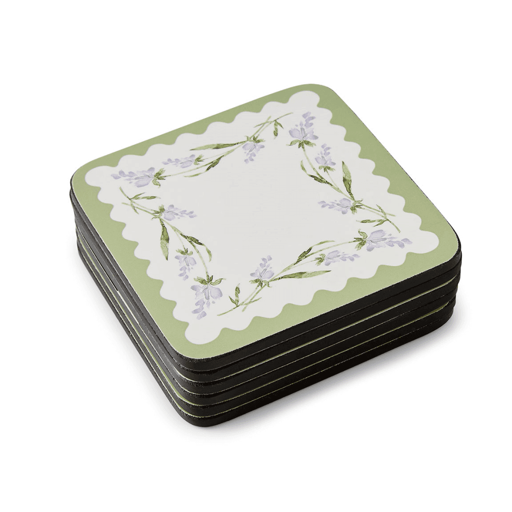 Lavandula Set of 6 Coasters, White