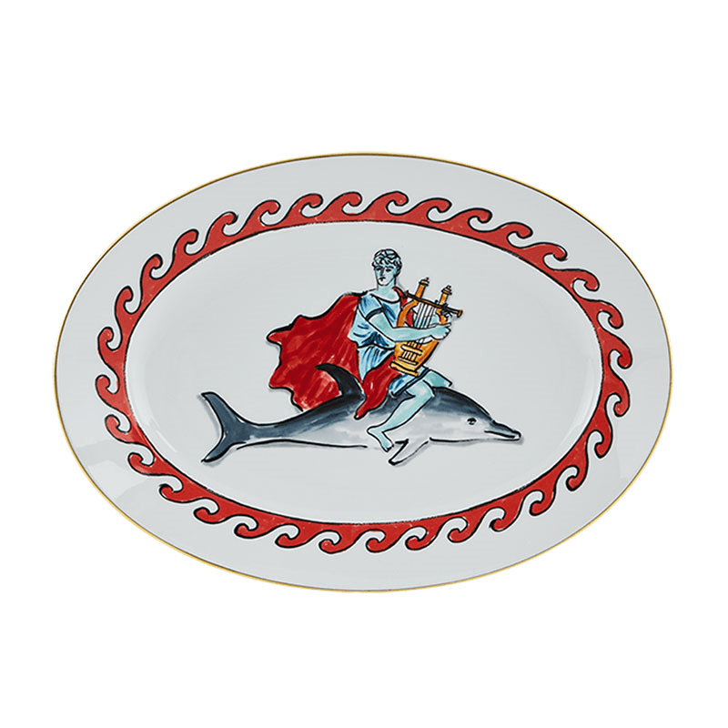 Il Viaggio Di Nettuno Dolphin Oval Flat Platter