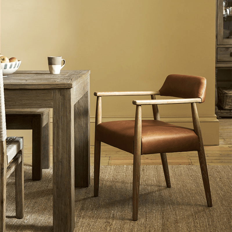 Rowden Leather Dining Chair, Ash Wood