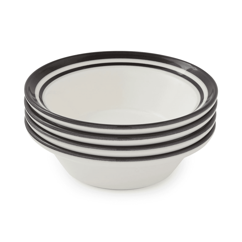 Potters Stripe Set of 4 Cereal Bowls, Black