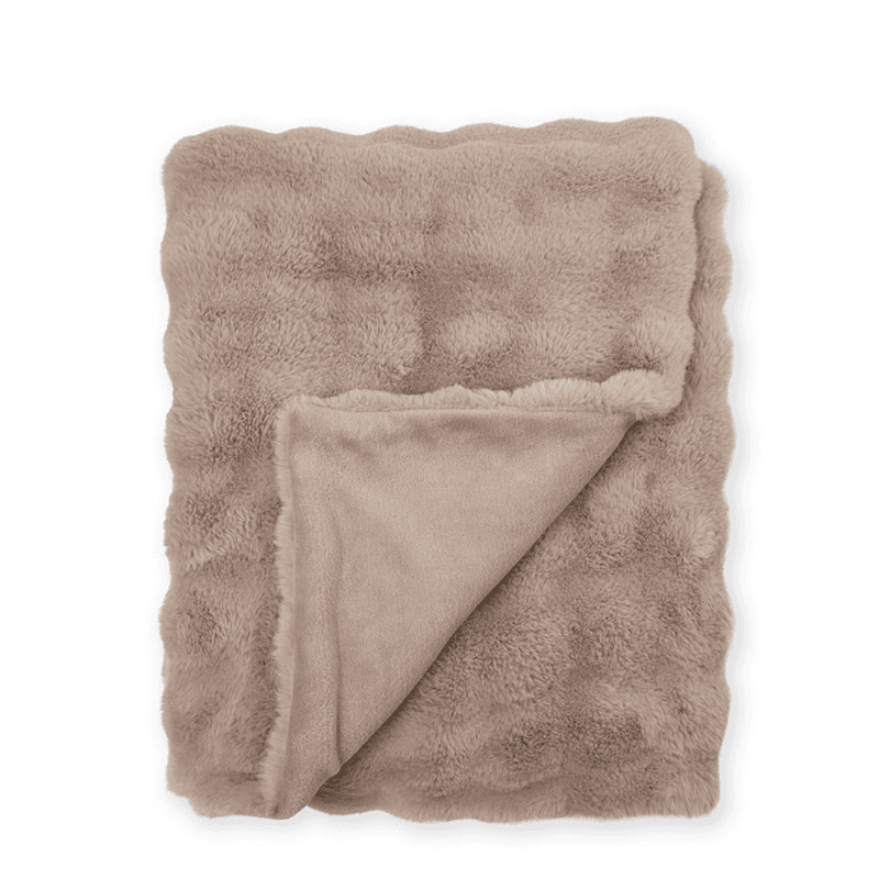 Downington Faux Fur Throw, Truffle