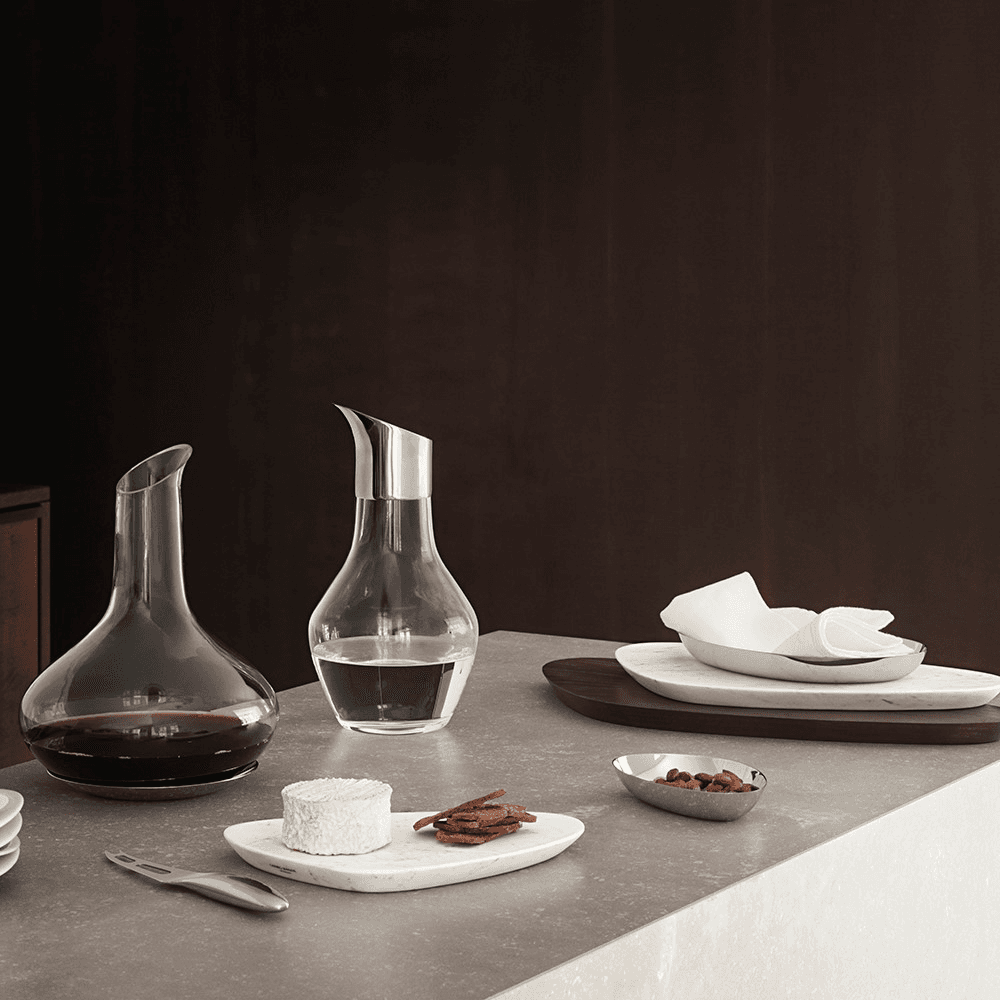 Sky Wine carafe and coaster, Glass And Stainless Steel