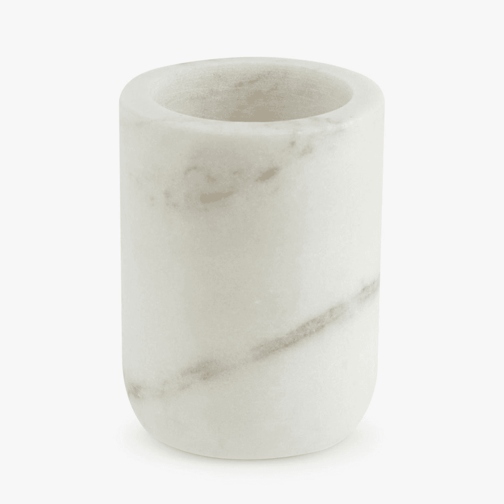 Marble Toothbrush Tumbler, White