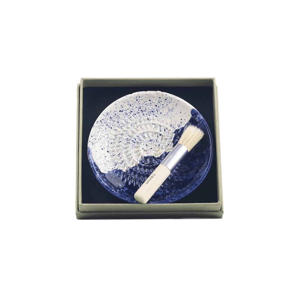 Wave Garlic Grater & Brush Set, Blue