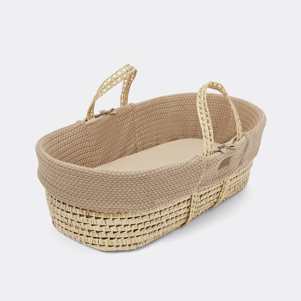 Natural Wheat Knit Moses Basket and Natural Foldable Stand
