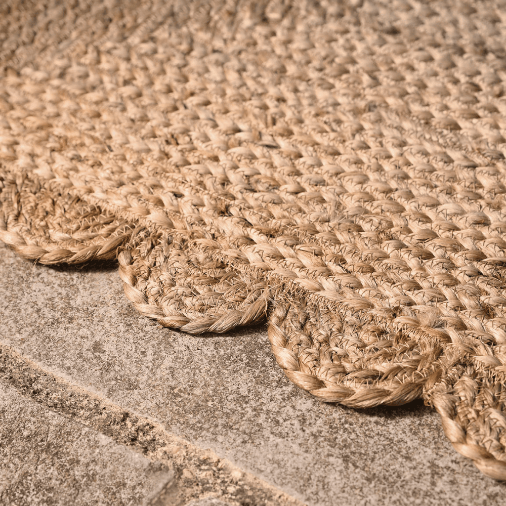 Scalloped Jute Double Doormat, Natural