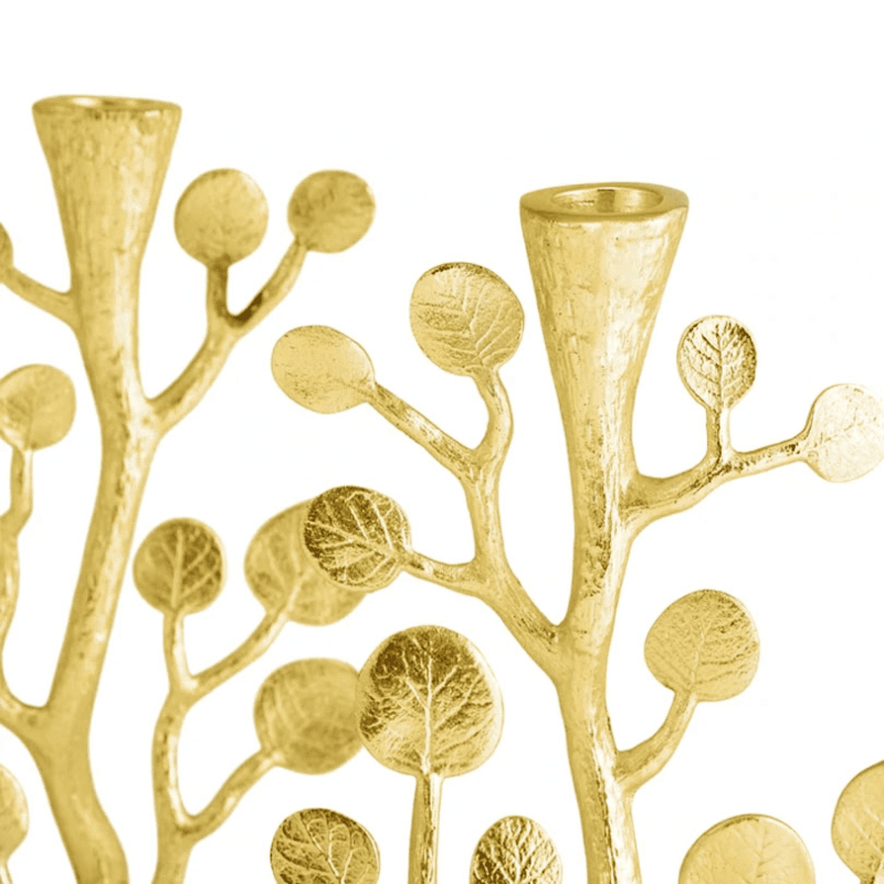Botanical Leaf Set of 2 Candle Holders, Nickeplate