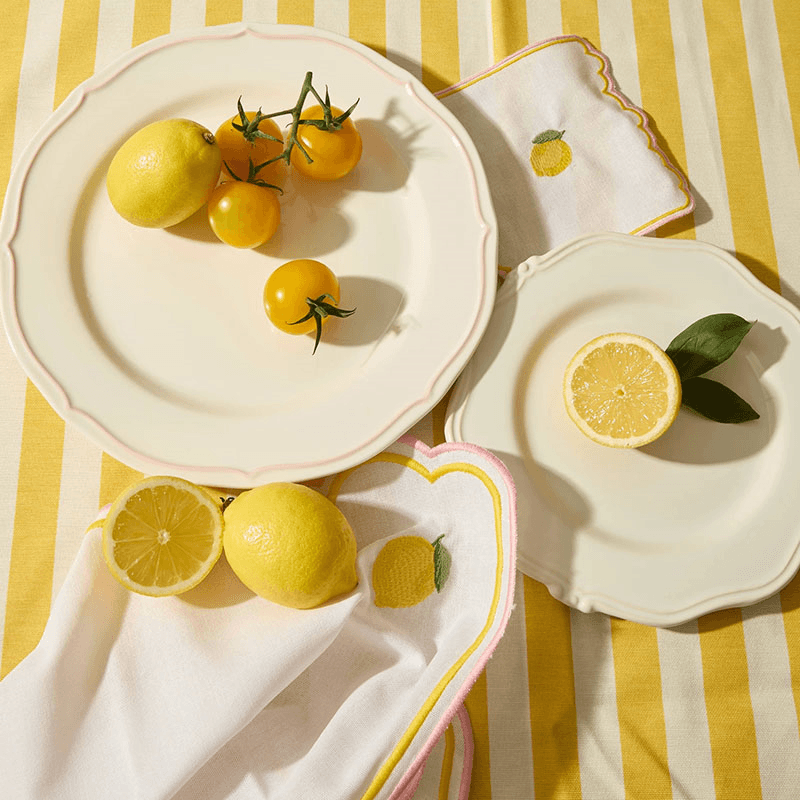Lemon Set of 4 Placemats, Yellow & Pink