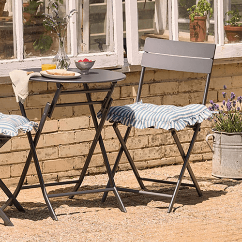 Image showing the Millie Ruffle Set of 2 Indoor/Outdoor Seat Pads, 40 x 40cm, Blue product.
