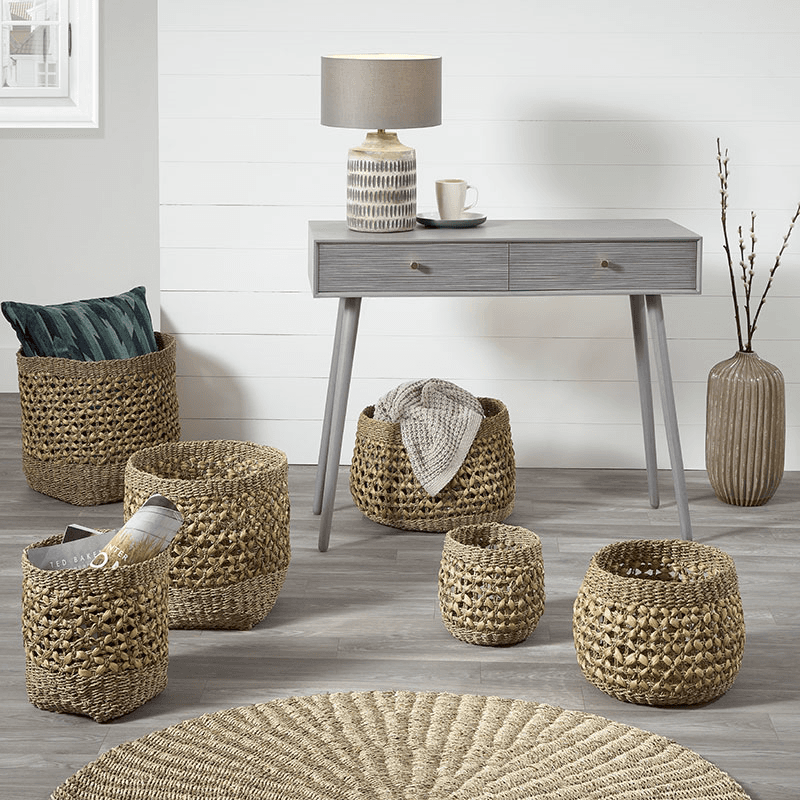 Galle Textured Table Lamp with Cylinder Shade, Grey Wash Wood