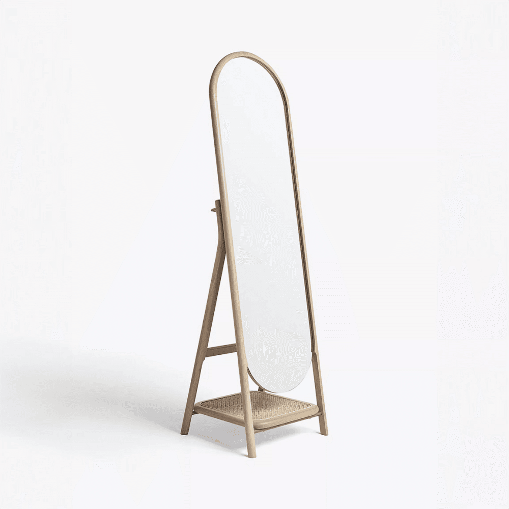 Rattan Freestanding Mirror, Oak