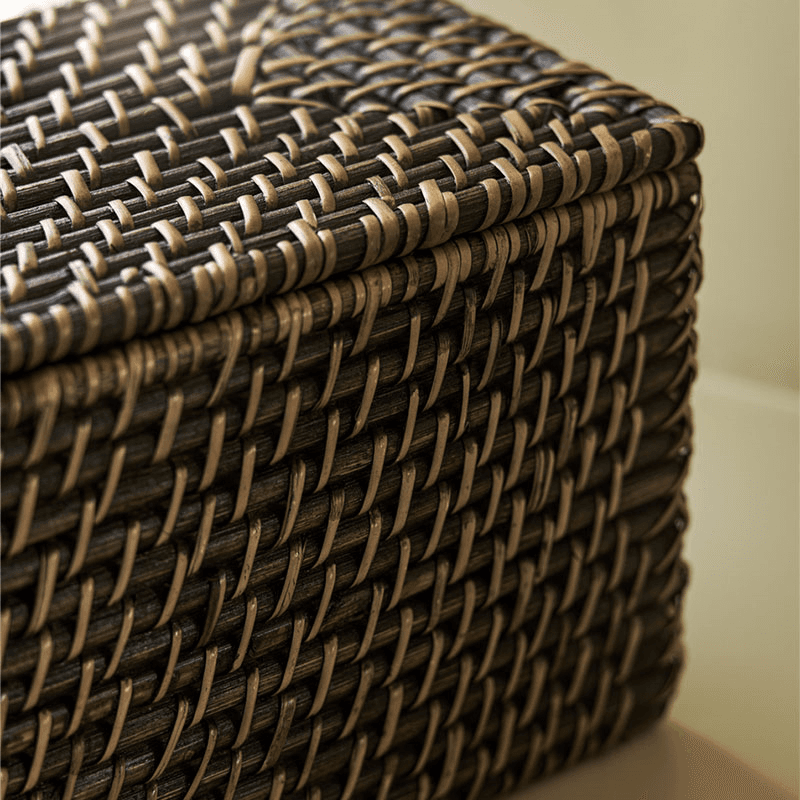 Wittering Rattan Rectangular Storage Box, Antique Brown