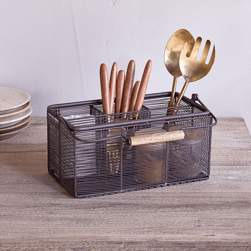 Inkollu Cutlery Holder, Aged Brass
