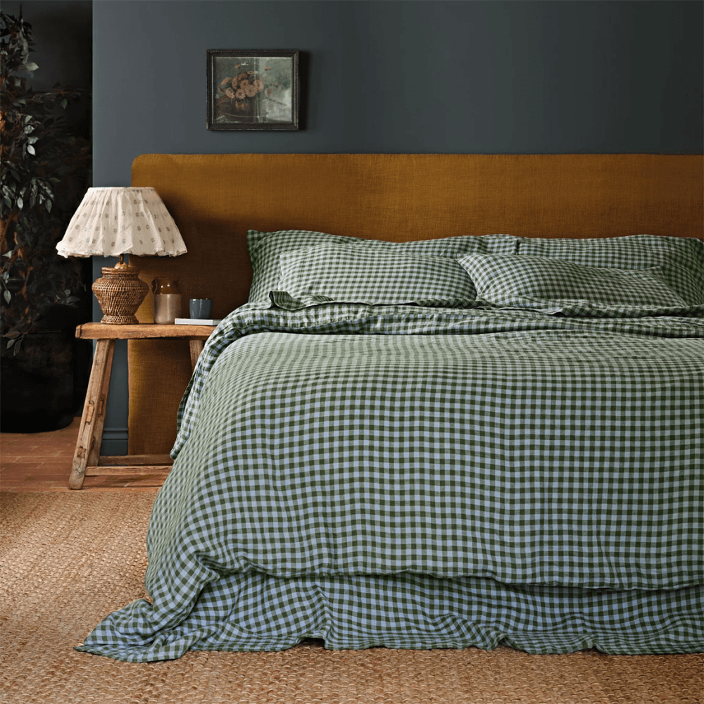 Gingham Linen Blend Duvet Cover