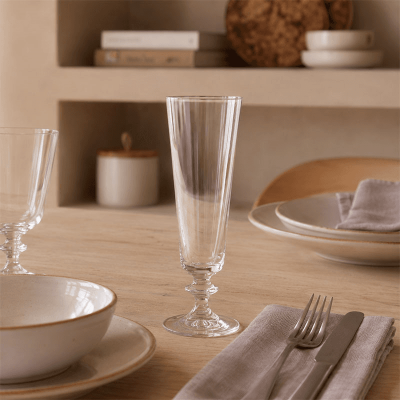 Riva Set of 6 Flute Glasses, Clear
