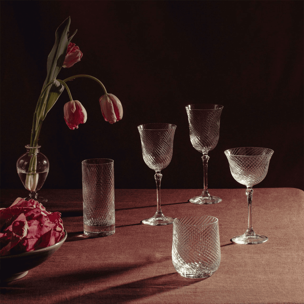 Julia Set of 6 Crystal Red Wine Glasses