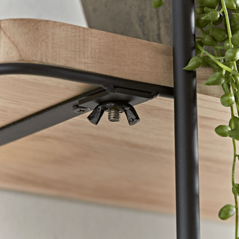 Industrial Wood & Metal Shelf Unit, Black