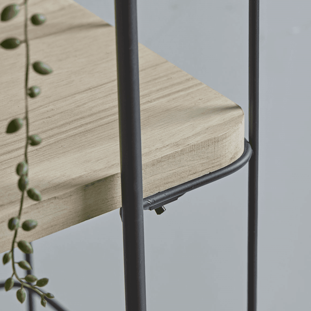 Industrial Wood & Metal Shelf Unit, Black