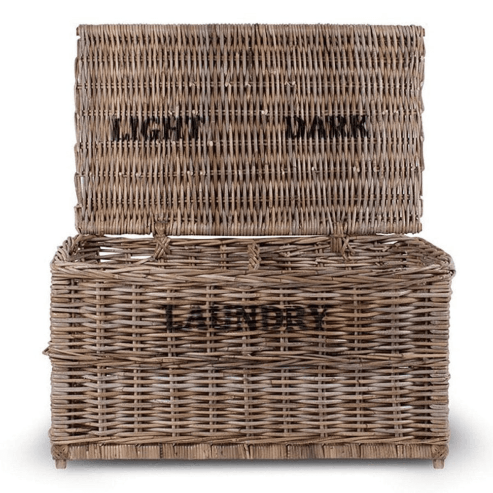 Light and dark laundry chest, Rattan